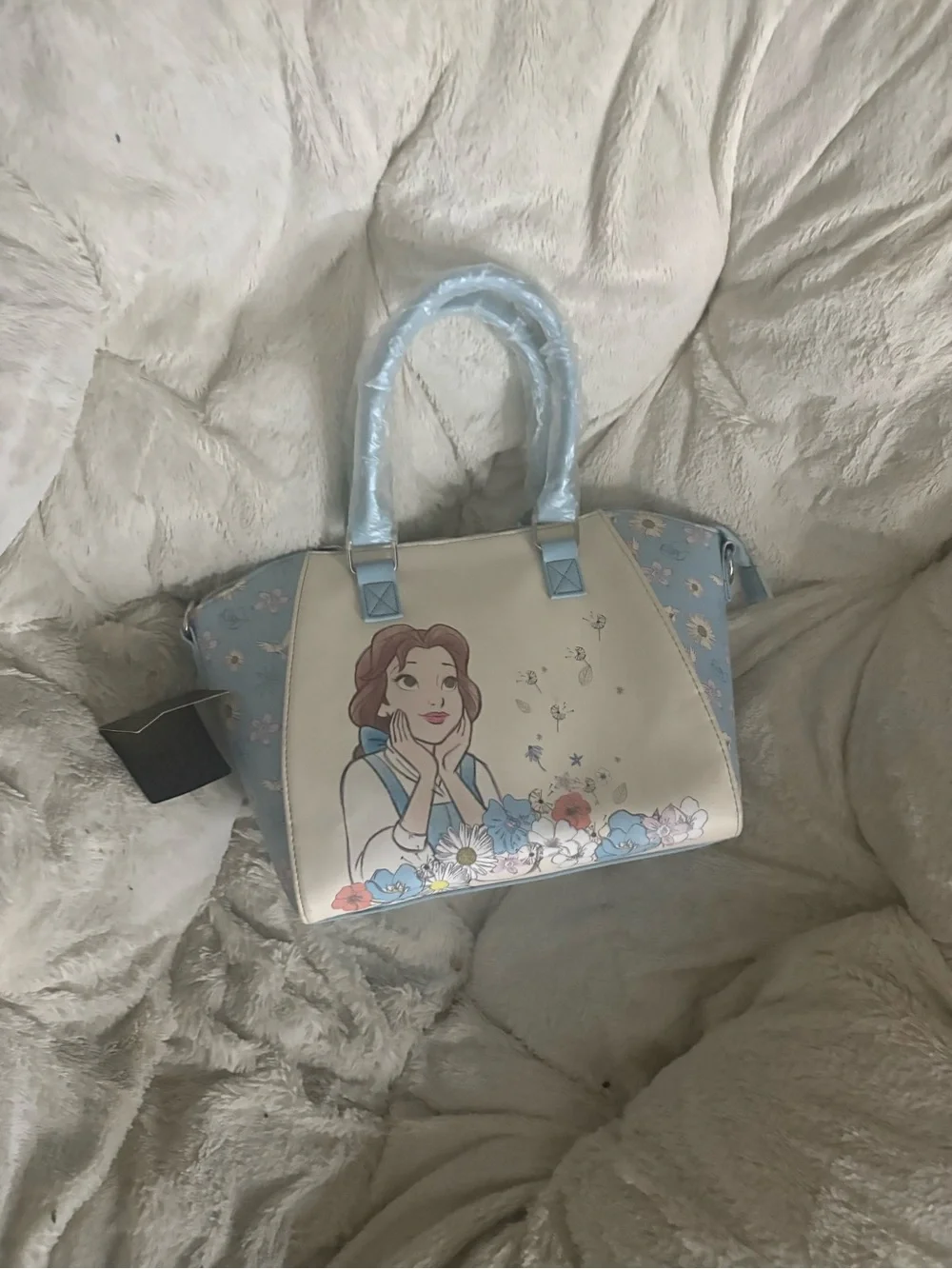 Disney Belle Floral Print Blue & Cream Tote Bag